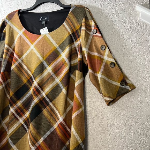 Connected Apparel Brown Burnt Orange Plaid Winter Fall Dress Casual Classic - Picture 4 of 6